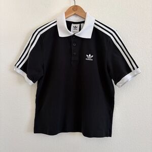 Adidas 3-Stripes Polo Shirt – Men’s Small – Black with White Collar